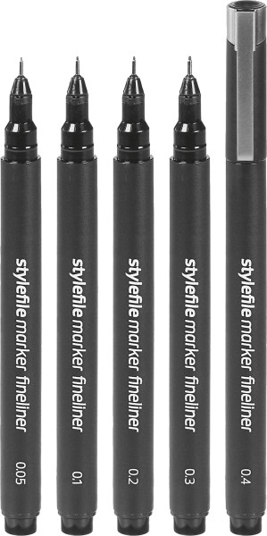 Stylefile Set Fineliner avec 5 stylos