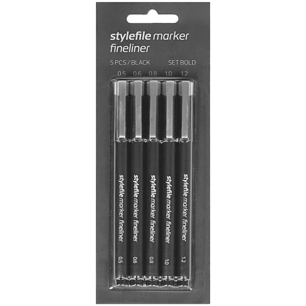 Stylefile Fineliner-Set mit 5 Stiften