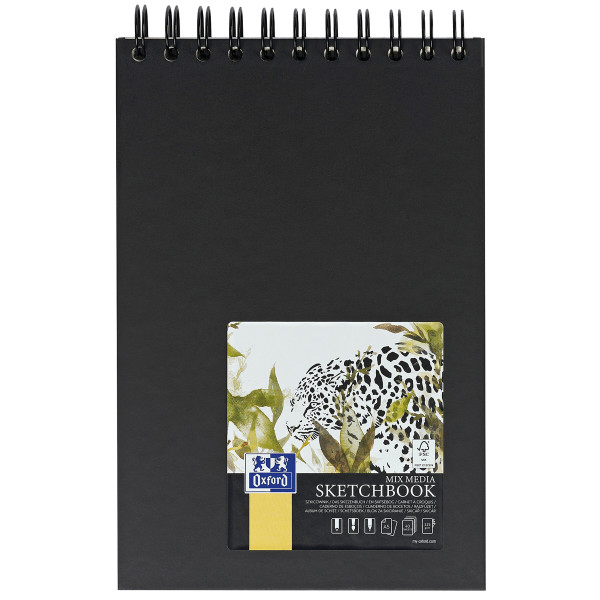 Oxford Carnet de dessins spiralé, 225g/m²