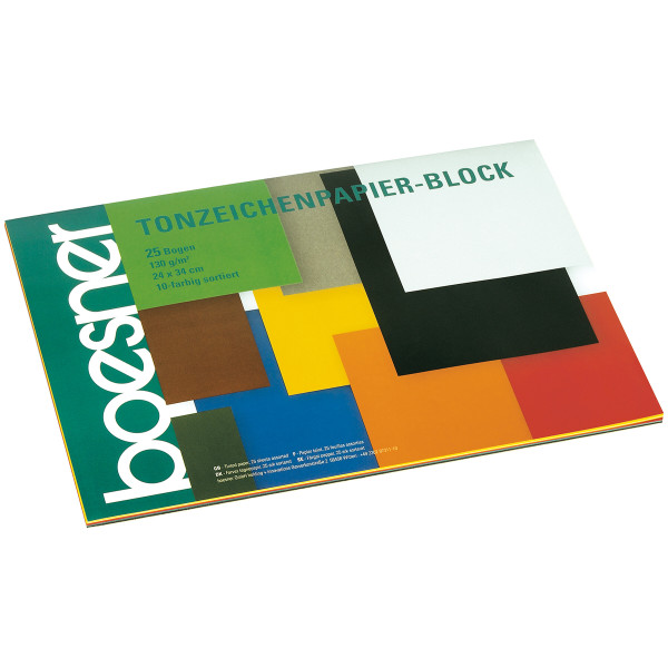 boesner Tonzeichenpapier-Block, 10-farbig sortiert